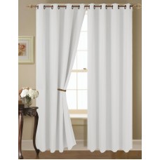 (K68) WHITE 2-Piece Indoor and Outdoor Thermal Sun Blocking Grommet Window Curtain Set, Two (2) Panels 35" x 63" Each   